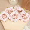 Dried Flowers 5pcs White Silk Artificial Rose Flower Heads Home Wedding Birthday Party Christmas Decor DIY Wreath Scrapbook Craft Fake