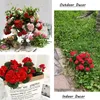 Dekorativa blommor 35 cm konstgjorda pelargon röda rosa växter blommor för bröllopsträdgård hem xmas dekor