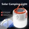 Lâmpada solar solar de compras com holofotes laterais de cobrança e carga do telefone, 5 modos, lâmpada solar de alta luminária solar para acampamento emergência de pesca