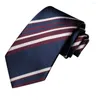 Bow Ties Classic Navy Blue Striped Luxury Silk Mens Tie Fashion Slips Kedja Hanky ​​Cufflink Set Gift For Men Wedding Hi-Tie Designer