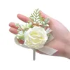 Dekorativa blommor bröllop corsage stift män kvinnor simulering silkes brosch brudtärna festtillbehör