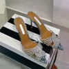 PVC transparent talons hauts sandales diamant ruban cross-liset banquet mariage vacances femelle Crystal chaussures à talons hauts avec boîte