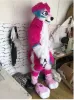 URSUT CARTOON SURES STRONY HALLOWEEN Zestaw na imprezę kostiumu fuchsia owłosionego zwierzęcia fursuit husky pies maskotka kostium fantazyjna sukienka urodzinowa przyjęcie urodzinowe urodziny