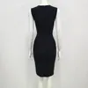 Casual Dresses 2023 Summer Women Sexy Sleeveless Diamonds Tassel Black Mini Bodycon Bandage Dress Elegant Evening Club Party