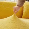 Stolskydd Jacquard Plush Fabric Yellow Sofa Cover för vardagsrum Solid Color All-Inclusive Modern Elastic Corner Couch Slipcover 45010 230614