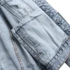 Enkla casual män 2 styck uppsättningar rippade hål slim-fit långärmad denimjacka matchande jeans ljus blå vår sommar ropa hombre