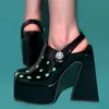 2023 Summer Ny plattform Sandaler Sexig Hot Girl Fashion High Heels Womens Elegant Party Bankettskor Storlek 42 43