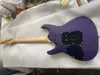Herman Li EGEN18 Transparent Matte Violet Guitare électrique Plat ultra-rapide Cou Flyod Rose Tremolo Bridge Abalone Oval Inlay Gold Special Cut Horn