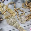 Belly Chains Sunspicems Bride Dress Caftan Belt Shoulder Chain Set Gold Color Algeria Morocco Women Wedding Jewelry Arabic Crystal Body 230614