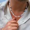 Choker Salircon Trend Y2K Colorful Acrylic Small Flower Short Collar Necklace Fashion Imitation Pearl Beaded Charm Men Jewelry