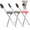 Other Health Beauty Items 3 Colors Folding Cane Stool Portable Walking Stick Chair MultiFunctional Stainless Steel Elderly Stable And Safe Crutch 230614