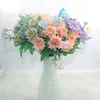 Fiori secchi Peonia Artificiale Bouquet di lusso di alta qualità Decorazione di nozze Tavolo per la casa Ortensia finta blu cielo
