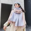 Scarves 2023 Warm Double-sided Scarf Korean Version Dual-purpose Long Student Shawl Cold Proof. Cashmere Like 3201