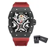 Relojes de pulsera BAOGELA, relojes deportivos de cuarzo de marca superior de lujo a la moda, relojes de acero impermeables, reloj Masculino, correa de silicona roja 4143