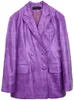 Giacche da donna Lautaro Autunno oversize lucido viola modello Blazer in ecopelle Donna manica lunga doppio petto giacca Y2K Moda 230615