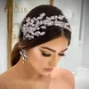 Joyería para el cabello de la boda A115 Hojas Diadema de la boda Tocado de novia de cristal Cabeza de perla Diseño de aro Tocado para mujer Tiara Novia Accesorios para el cabello 230614