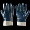 Gants en nitrile bleu résistant à l'huile Poignets de sécurité en caoutchouc imprégné gants en caoutchouc gants de protection antidérapants pour l'industrie pétrolière