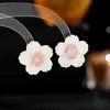 Européen rétro coquille fleur boucles d'oreilles femmes marque de luxe 3A Zircon s925 boucles d'oreilles en argent charmante femme exquis boucles d'oreilles fête de mariage haut de gamme bijoux cadeaux