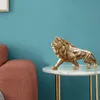 Decorative Objects Figurines Golden Lion King Resin Ornament Home Office Desktop Animal Statue Decoration Accessories Living Room 230614