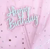300pcs Feliz aniversário Toppers de bolo de acrílico de acrílico preto de cupcakes de aniversário rosa para meninos decorações de bolo de festa para meninos SN4169