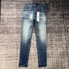 2023 Jeans firmati Pantaloni viola da uomo Pantalones strappati dritti normali lacrime di jeans lavati vecchio buco lungo G2dtdk