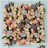 Dekorative Blumenkränze, 3D, 40 x 60 cm, künstliche Seide, Rose, Hortensie, Blumenwand, Simulation, Hintergrunddekoration, Hochzeit, Zuhause, Christus, Dhe1S