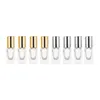 3ML Essential Oil Perfume Bottles Square Clear Glass Roll On Bottle with Gold/Silver Cap Stainless Steel Roller Grqve
