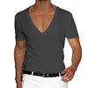 T-shirts pour hommes chemise pour hommes couleur Pure col en V hauts à manches courtes t-shirts hommes T-Shirt collants homme T-Shirts Fitness pour vêtements masculins
