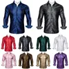 Camisas casuais masculinas de seda de grife para homens Azul Preto Vermelho Verde Branco Dourado Rosa Marrom Roxo Paisley Flor Manga Comprida Primavera Slim Tops