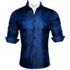 Chemises Casual Homme Designer Soie Pour Homme Bleu Noir Rouge Vert Blanc Or Rose Marron Violet Paisley Fleur Manches Longues Printemps Slim Tops