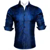 Camisas casuais masculinas de seda de grife para homens Azul Preto Vermelho Verde Branco Dourado Rosa Marrom Roxo Paisley Flor Manga Comprida Primavera Slim Tops