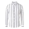 Camisetas Masculinas Moda Masculina Primavera e Verão Casual Manga Comprida Lapela Camisa Listrada Blusa Simples Pack Vestuário Camiseta Estampada