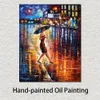 Cityscapes Canvas Art Late Return Beautiful Street Landscape Handmade Painting for Modern Home Office