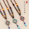 Collane con ciondolo Collana in legno di sandalo etnico tibetano fatto a mano Vintage Nepal Beads Jewelry Fashion Buddha