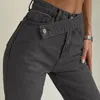 Jeans da donna Cryptographic Casual Fashion Straight Denim Vita alta Pantaloni da donna Autunno Inverno Harajuku Boyfriend Fondo allentato 230614