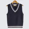 Men's Sweaters Spring Autumn Men Uniform Vest Fashion V Neck Pullover Boys British Student Sleeveless Waistcoat Tank Tops 230615