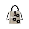 Bolsos de playa Vine Woven French Niche Bag 2023 New and Seaside Vacation Style Grass Crossbody Box Small Square