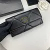 Portefeuille de styliste en cuir pour femmes, pochette classique à rabat en diamant, porte-monnaie de luxe pour cartes de crédit