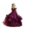 Wunderschönes Ballkleid für Blumenmädchen, Spitzenapplikationen, formelle Kleidung für Kinder, rückenfrei, 3D-Blumen, Geburtstagsfeier, Festzugkleid für Kleinkinder