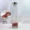 Bouteille d'eau en verre de Quartz de cristal naturel Baguette d'obélisque de Quartz concassé Bouteilles d'énergie de guérison Bouchon en acier inoxydable Rubak