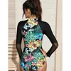 WetS Surysuits 2023 Surfing Sport Swimsuit z długim rękawem stroje kąpielowe Solid Monokini Kąpiec Tropical Bodysuit żeńska 230614