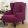 Cortina Floral Wing Chair Cover Sloping King Back Fundas para sillones Elástico Slipcover Wingback Sofa Slipcovers 230615