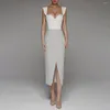 Casual Dresses Bodycon Dress Party Women Evening Elegant Sexy Spaghetti Strap Sleeveless Backless High Waist Slit Wedding Prom Gown