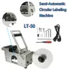 플라스틱 병 날짜 코더 라벨 스티커 디스펜서 프린터 100W 고품질 용 반자동 원형 라벨링 머신 LT-50