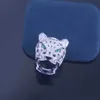 Designer Popular s925 Sterling Silver Carter Full Diamond Leopard Head Ring Feminine and Versatile Exaggerated Magnificent Personality