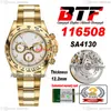 BTF Better Factory SA4130 Automatic Chronograph Mens Watch 18K Yellow Gold White Stick Dial 904L Oystersteel Bracelet Super Edition TH 12.2mm Reloj Hombre Puretime B