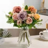 Fleurs décoratives 5Forks Rose Bouquet Fleur De Soie Artificielle Année Décoration De La Maison Partie De Mariage De Mariée Arrangement Faux