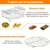 1pc/1set Air Fryer Accessoires, Grillrek, Stoomrek, Roestvrijstalen rek, Uitdrogingsrek, Barbecuemand, Barbecuerek, Afvoermand, Filterrek, Voedselfrituurmand