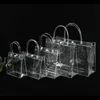 ギフトラップ1020PCSLOT透明ソフトPVCギフトトートパッケージバッグハンドループ付き透明なプラスチックハンドバッグ化粧品バッグ230614