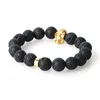 Bangle Fashion Natural Stones Skull Bracelet For Women Lava Stone Beads And Tiger Eye Men